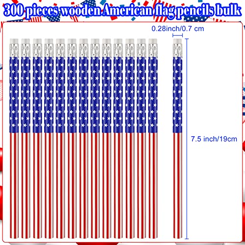 300 lápices de madera con bandera americana y borradores miniatura 4