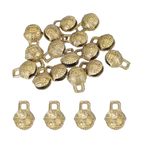 sourcing map 16 Pcs Vintage Bronze Jingle Bells, 11mm Tibetan Jingle Bells for Crafts, Small Rustic Decorative Metal Bell for Dog Cat Pet Collar DIY Crafts Home Door Christmas Decor
