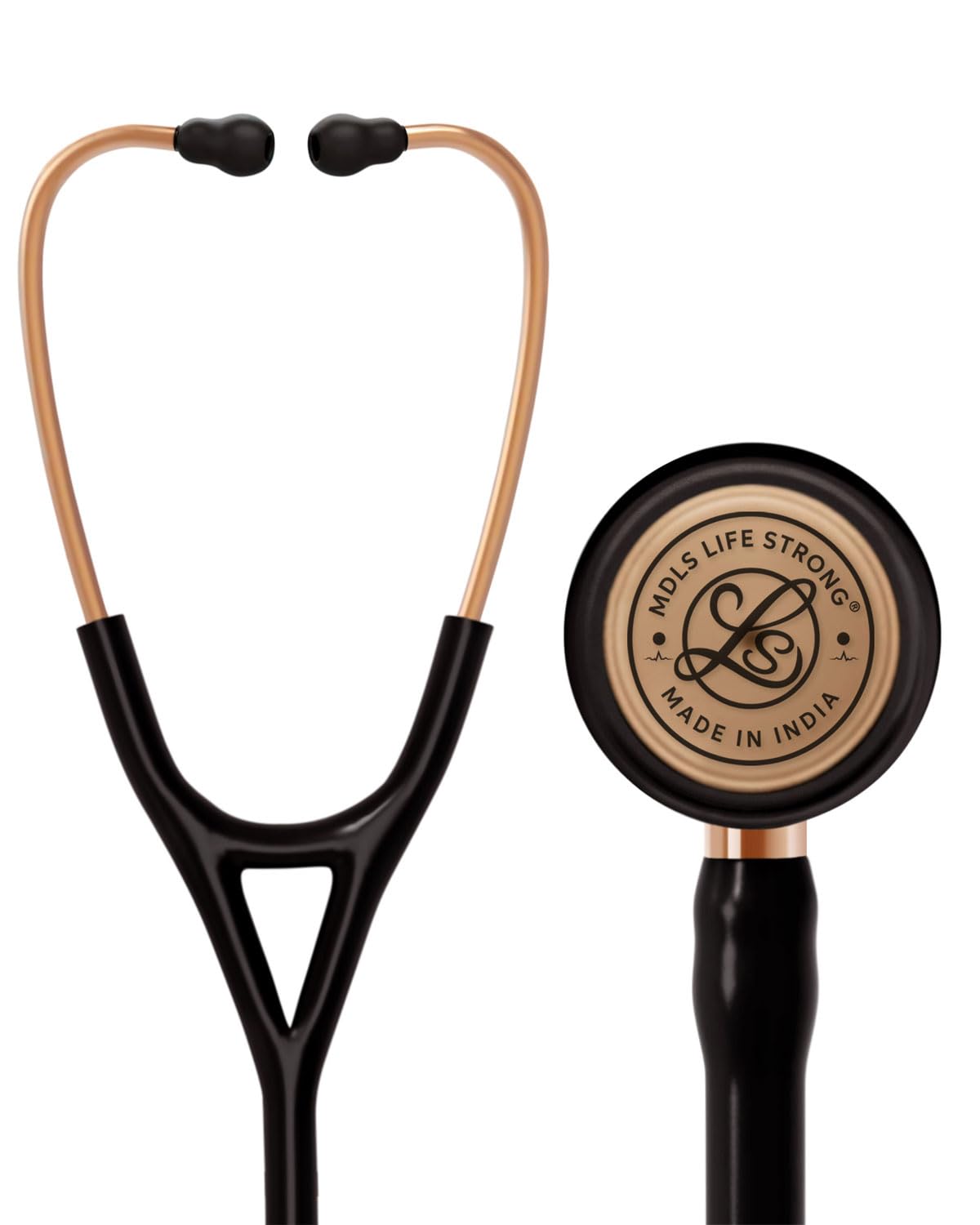 MDLS Cardiology IV Rose Gold Stethoscope For Doctors and Students | Health & Medical Equipment | Stethoscope for Doctors, Nurses, and Medical Professionals & Cardiology (Black)