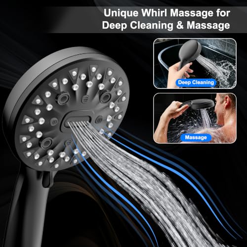 Dual Rainfall Shower Head With 8-Mode Handheld Spray, Matte Black by Homaqua - Used condition - Image 4