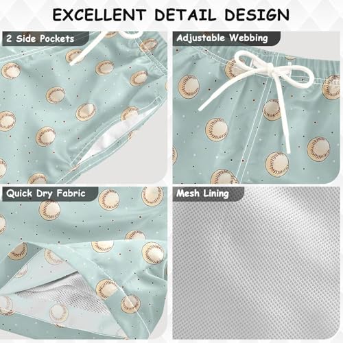 Baseballs Boys Swim Trunks Toddler Board Shorts Boy Swimwear Beach Bathing Suit with Pockets4