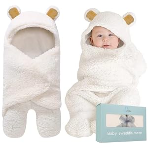 Baby Bear Swaddle Blanket | Ultra-Soft Plush Essentials for Infants 0-6 Months | Receiving Swaddling Wrap White | Ideal Newborn Registry and Toddler Boy Accessories | Perfect Baby Girl Shower Gift