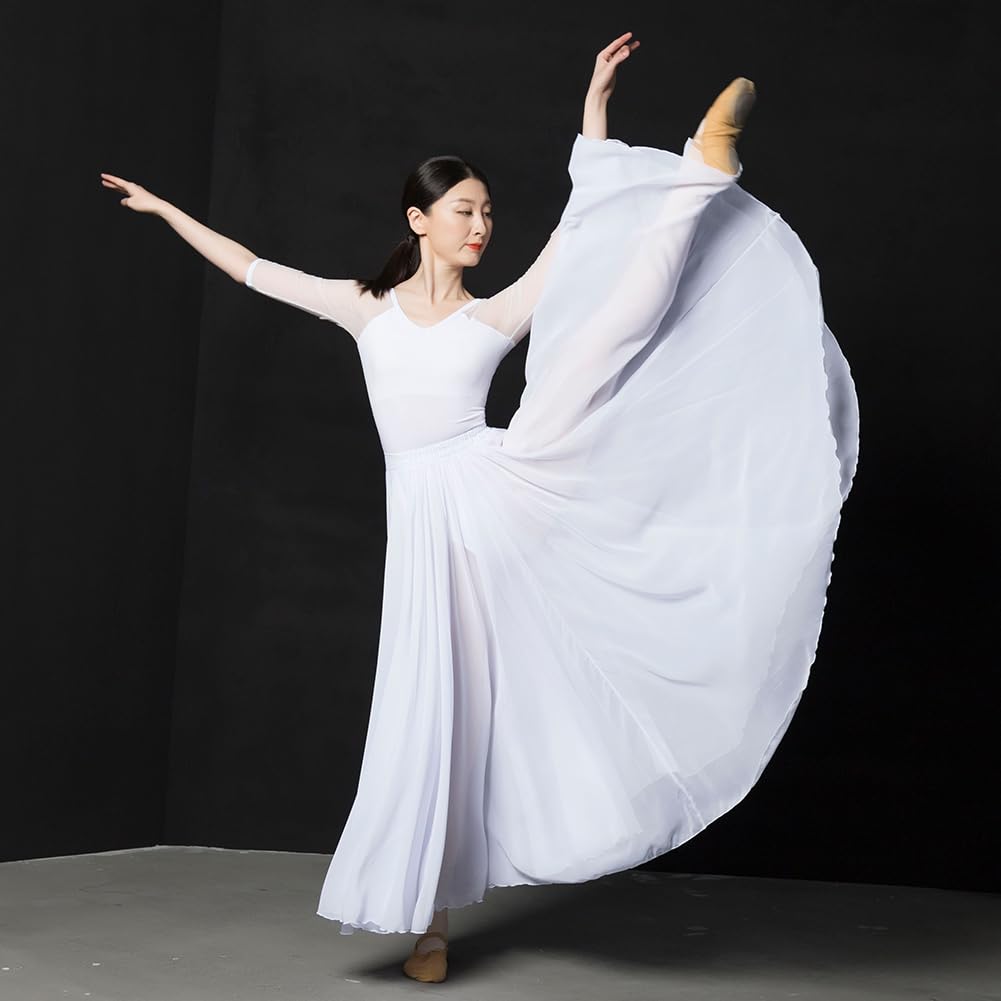 ROYAL SMEELA Vestito Danza Classica Donna Abito da Ballo Contemporaneo Abiti Ballo Moderno Abito Ballo lirico Costume Danza Moderna Adulto Gonna Gradi 720+Body Classica Costume Danza contemporanea