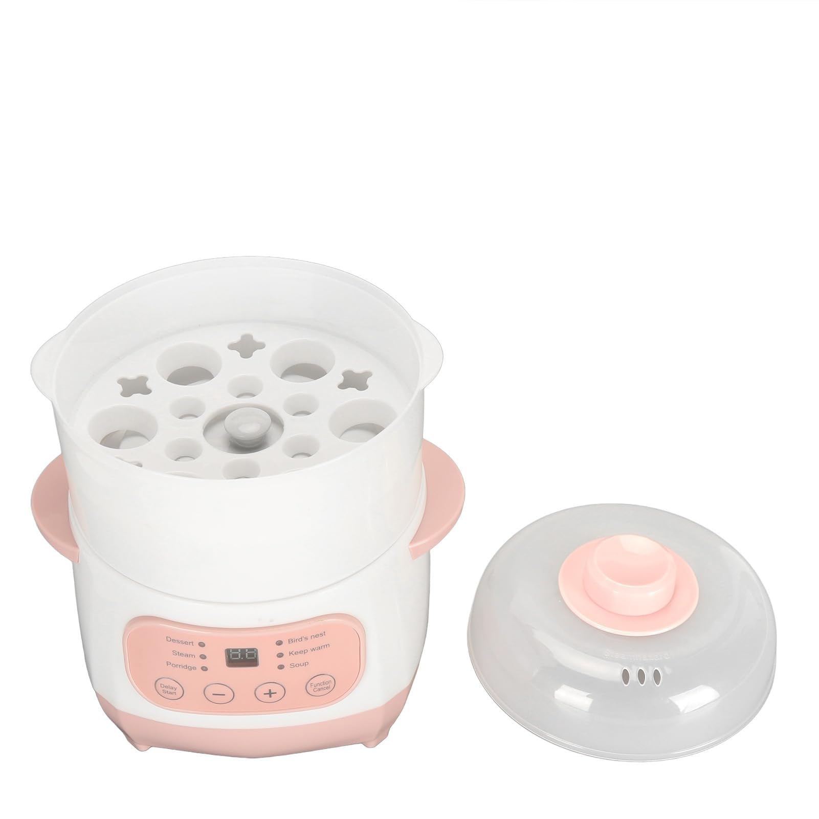 Electric Cooker Ceramic Soup Pot, Smart Prevent Dry Burning Easy to Use and Cleanup 1L Stew Pot for Steak Pasta Hot Pot Ramen(Pink) (US Plug 110V)