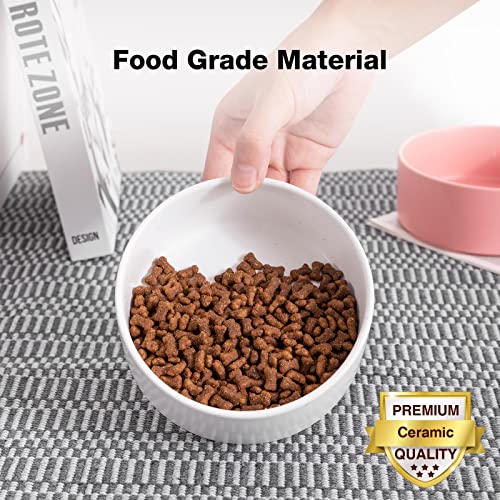 Ihoming Cat Bowls, Puppy Ceramic Food and Water Bowls Set, 1 3/4 Cups X 2, Indoors White Pet Bowls with Wood Stand - Image 4