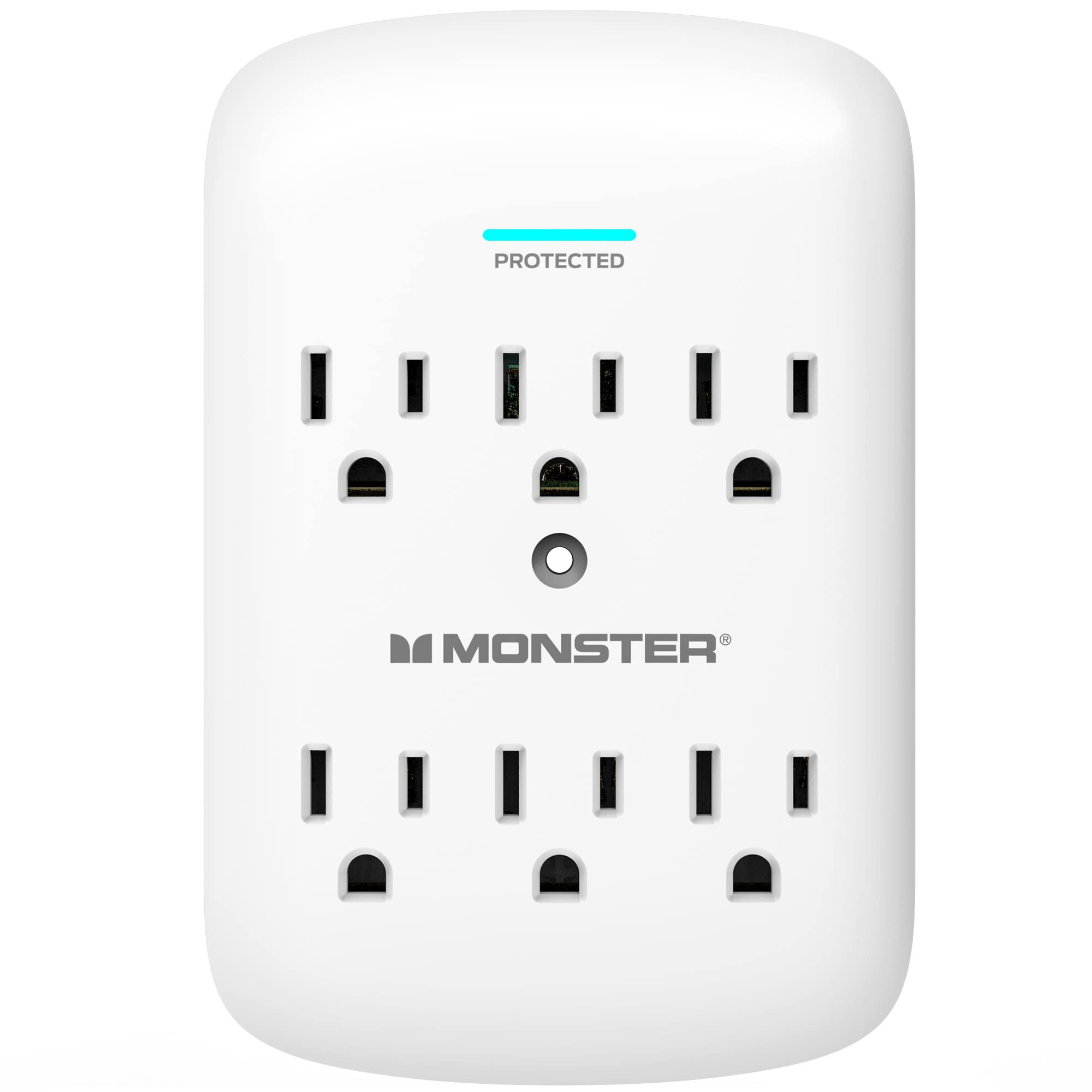 Monster Wall Tap Plug 6-Outlet Extender with Outlet Surge Protector for Home, Travel, Office, Home Appliances, Computers, and Smart Phone Devices – 300J and ETL Listed