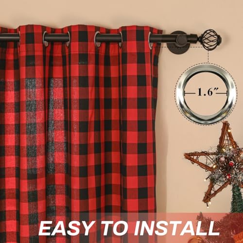 Buffalo-Curtains-2-Panels-Buffalo-Check-Window-Curtains-Room-Darkening-Blackout-Drapes-Farmhouse-Rustic-Curtains-RedBlack-52x63in Buffalo Curtains 2 Panels Buffalo Check Window Curtains Room Darkening Blackout Drapes Farmhouse Rustic Curtains RedBlack 52x63in