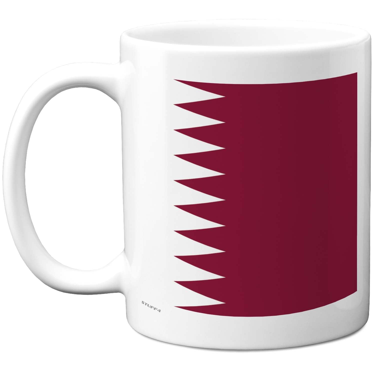 Stuff4 Qatar Flag Mug - Bold Maroon and White Patriotic Design - National Day Novelty for Desk or Kitchen - 11oz Ceramic Gloss Mug