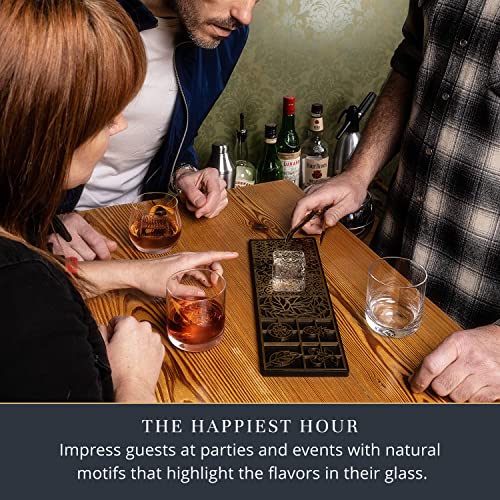 Ice Designer Tray – Craft Modern Ice Molds for Whiskey, Bourbon, & Cocktails in 5 Seconds – Whiskey Ice Mold Ice Cube Stamp – Bartender Accessories for Clear Ice Cocktails by Ash Harbor (Botanicals) - Thumbnail 7