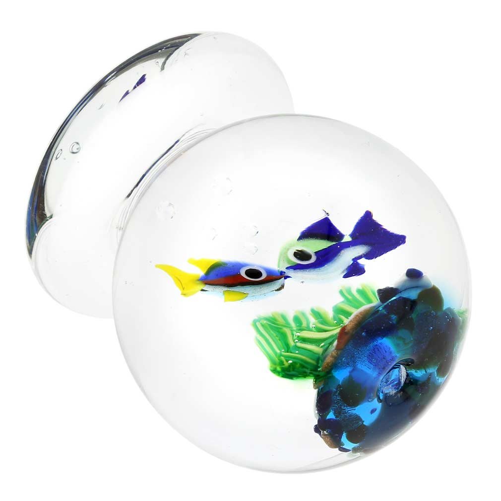 Vaso per acquario in vetro di Murano con due pesci - 1-3/4 pollici