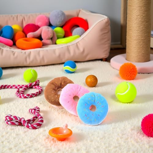 Juguete mordible donut multicolor para perros y gatos miniatura 4
