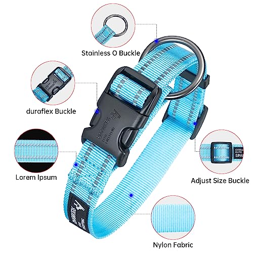 EXCELLENT ELITE SPANKER Reflective Dog Collar Classic Breathable Nylon Adjustable Pet Collar with Quick Release Buckle for Boy Girl Male Female Puppies Small Medium Large Dogs Training(LBLU-S) - Image 3