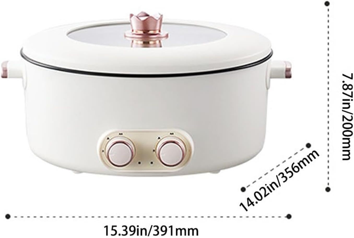 Electric Hot Pot, Non-Stick Large Capacity Multifunctional Pot with Transparent Glass Lid, Anti Dry Burn Protection for 2-6 People,6L