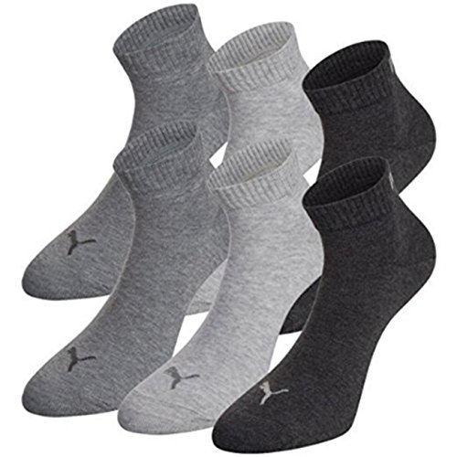 6 Paar Puma Quarter Socken Kurz Socken, Sportsocken (47-49, anthrazit)