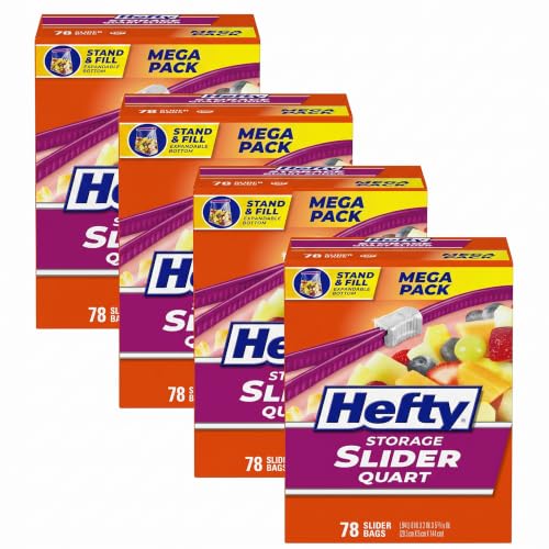 Hefty Slider Storage Bags, Quart Size 78 Count (Pack of 4) - image 1