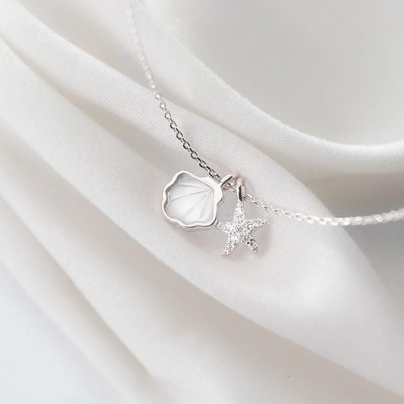 Collier de perles argent femme chaîne ajustable été plage chic