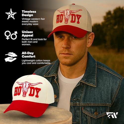 Image of Country Trucker Hat - Western Snapback Baseball Cap - Vintage Embroidered Hat for Men & Women