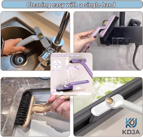 Image of AS Industries Multi-Function Bathroom Plastic Cleaning Brush,Tiles Cleaning Brush,Hard Bristle Rotating Crevice Gap Cleaning Brushes for Bathroom,Floor Cleaner Brush(Multi Colour)