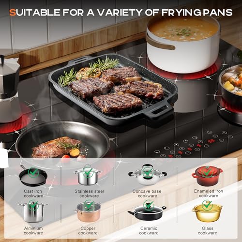 Image of Karinear Electric Cooktop 30 Inch, 5 Burners Radiant Stovetop, Sensor Touch Control, Multi-functional Electric Ceramic Cooktop, Drop-in Install, 8400W 220V(No Plug)