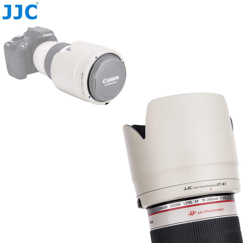 JJC Paraluce a tulipano reversibile bianco per obiettivo Canon EF 70-200mm f/2.8L IS II USM, EF 70-200mm f/2.8L IS III USM, sostituisce Canon ET-87, LHET87WT