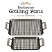 BBQ Grill Topper Grilling Pans (2 Pack)- Non-Stick Barbecue Trays w Stainless Steel Handles- Indoor Outdoor use for Meat, Vegetables & Seafood- Great for Thanksgiving Turkey Dinner & Holiday Xmas Gift