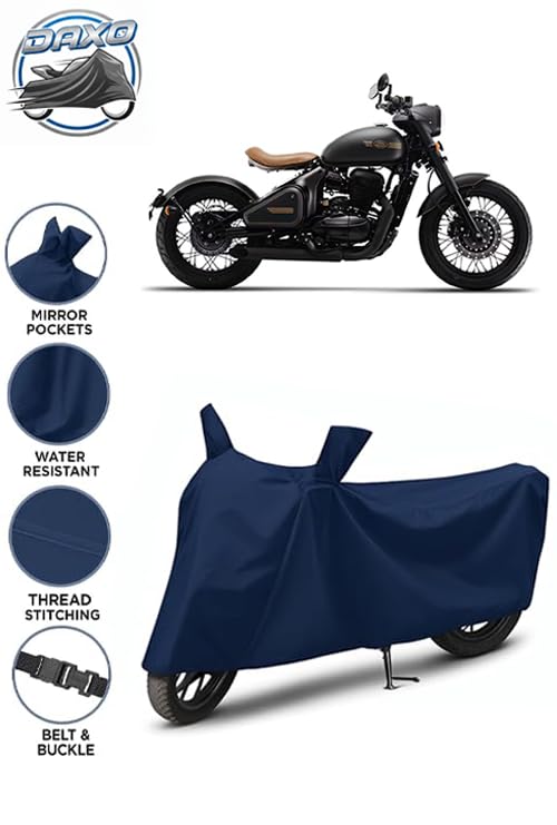Image of Waterproof Bike Cover for Jawa Perak | All Weather Protection from Rain, Dust, UV Rays & Scratches with Mirror Pockets & Buckle Belt | Perak Bike Cover