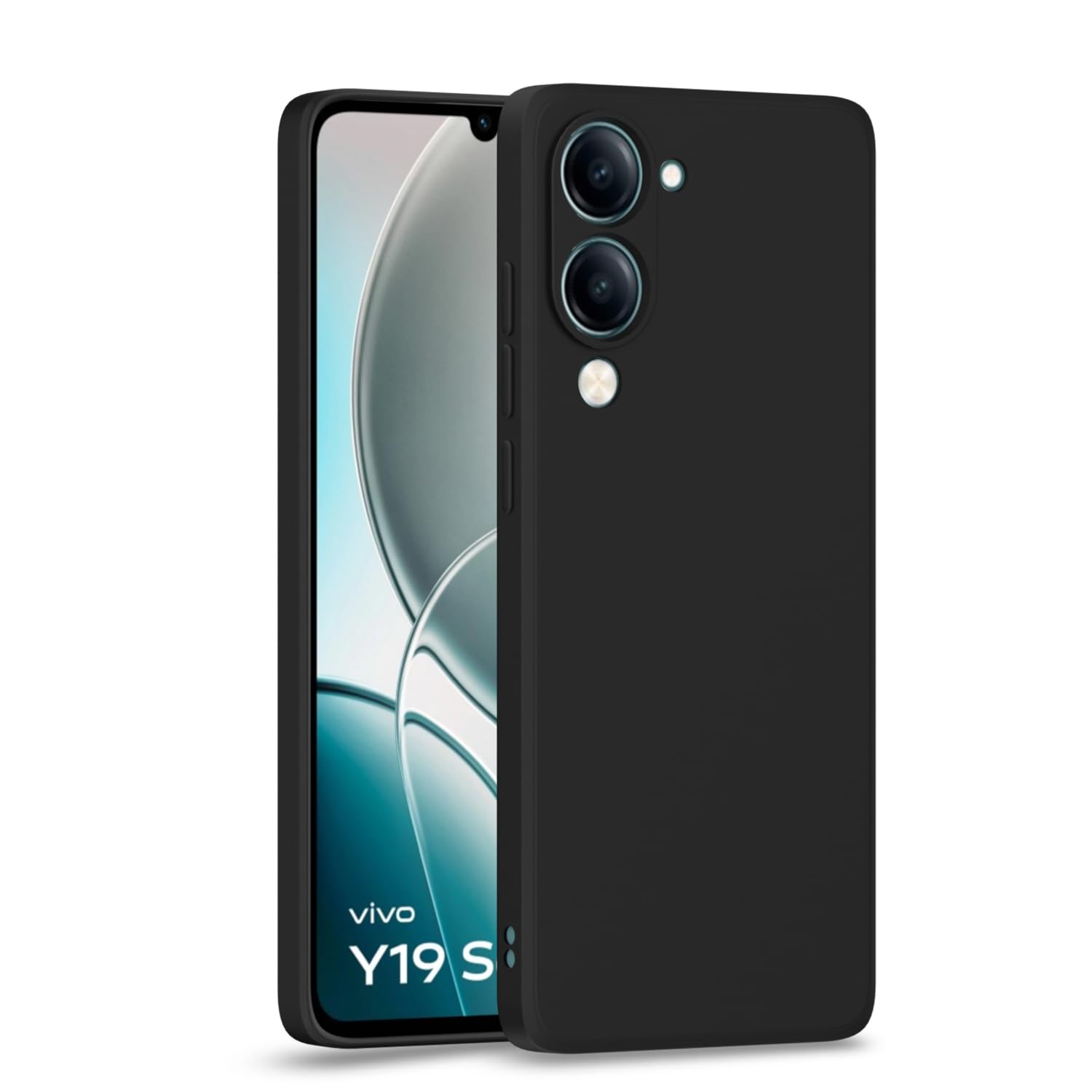 Amazon Basics Back Cover for Vivo Y19e / Y04 4G / Y29s 5G | Camera Protection Shockproof Soft Matte Silicone Bumper Case (Black)