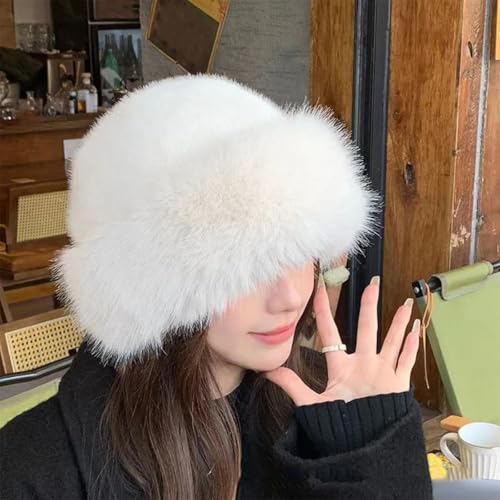 ECYC Faux Fur Bucket Hat, Fashion Plush Bucket Hat Fluffy Fisherman Cap Fuzzy Winter Warm Bucket Hat for Women Girls3