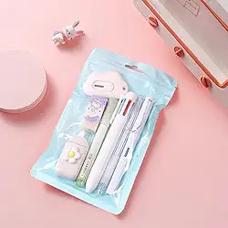 Conjunto de transferidor de matemática de 7 peças para matemática e desenho doméstico, branco