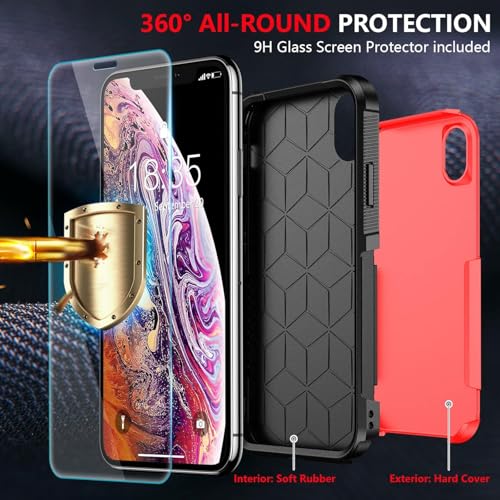 SPIDERCASE for iPhone Xs Max Case, [10 FT Military Grade Drop Protection] [Non-Slip] [2 pcs Tempered Glass Screen Protector] Shockproof Airbag Cushion Protective Case for iPhone Xs Max 6.5” (Red) - image 5