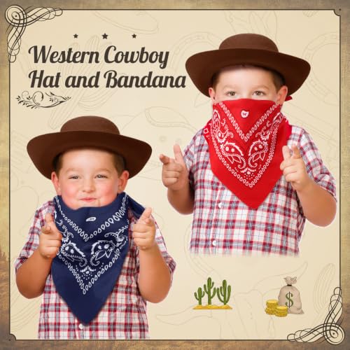 Image of Coume 24 Pieces Cowboy Hats and Bandanas, Dark Brown
