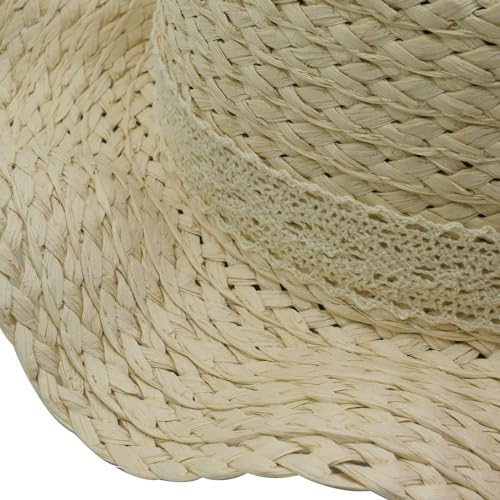 Kids Girl Summer Straw Hat Foldable Wide Brim Sun Hat with Bowknot Floppy Beach Hats Beige4