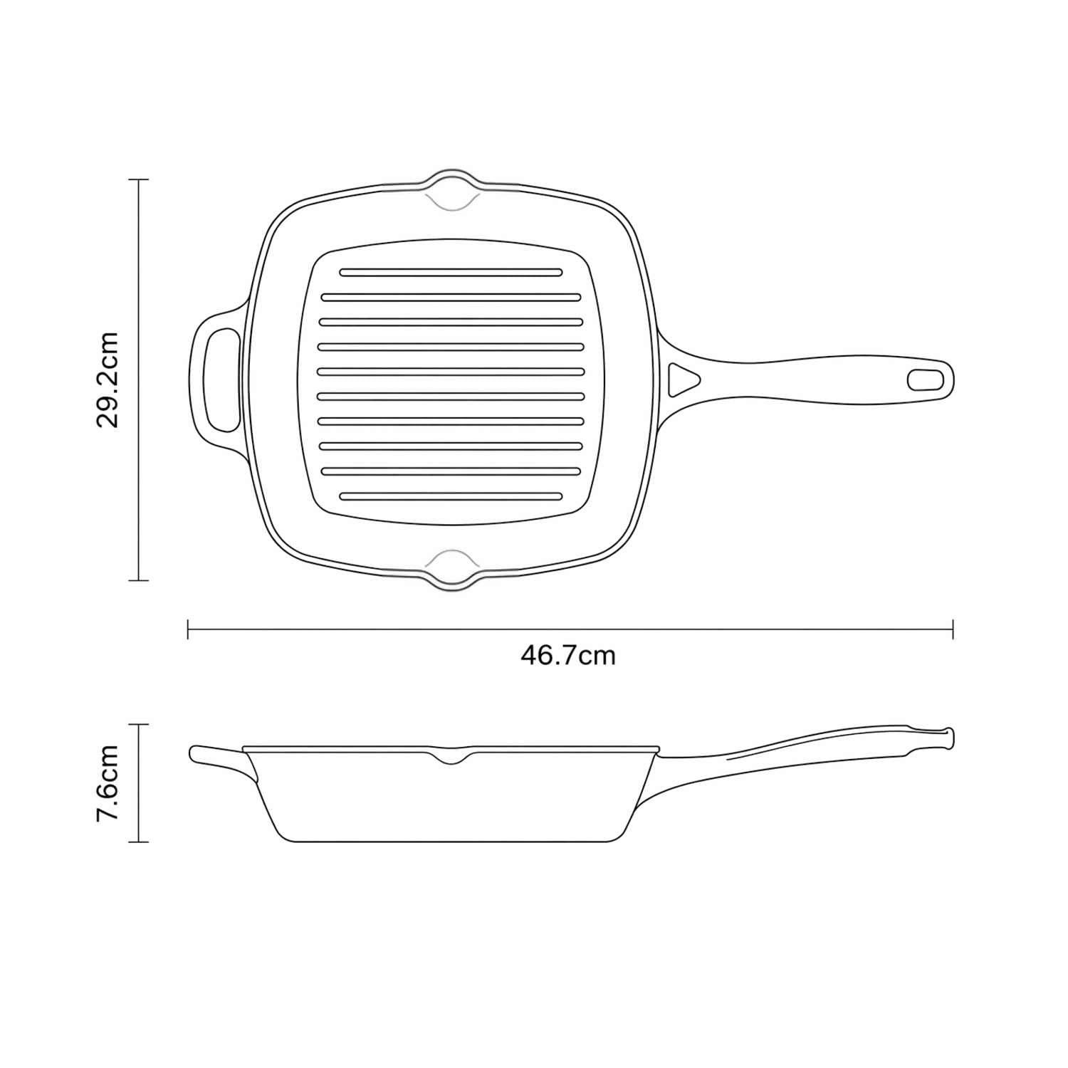 Tramontina Bestow Gusseisen Grillpfanne 27x27 cm Blau – Emailliert, Induktion & Backofenfest – Steakpfanne mit Grillrillen & Ausguss für Steak & Gemüse, Optimale Wärmeverteilung