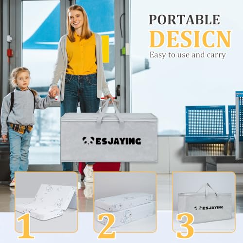 Image of Trifold Pack and Play Mattress, 38 inchx 26 inch high Density Memory Foam Mattress for Pack N Play with Breathable Washable Cover, Portable Pack N Play Mattresses Topper Travel with Carry Bag