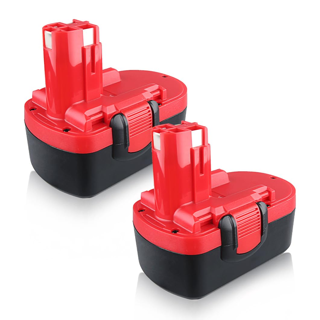 18V 4.8Ah NiMH Battery Replacement for Bosch 18V Tools BAT181 BAT025 BAT026 BAT160 BAT180 BAT189 PSR 18 VE-2 GSR VE-2 GSB 18 VE-2 13618 22618 23618 1644K 1662B 3860CK Battery Red (2 Pack)