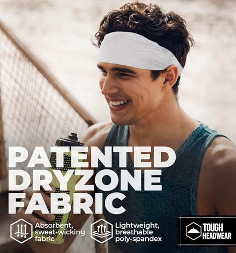 Image of Tough Headwear Mens Headband | Sweat Headbands for Men Women Working Out Running Sports - Athletic Sweat Band Exercise
