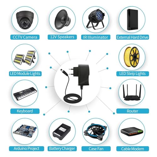 Adaptador de corriente CA a 12V 2A ideal para tiras de luces LED y cámaras 3