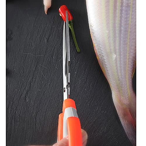 Tierhaarschere, sichere Kochschere, Küchenschere, Ultra-scharfes Edelstahl-Mehrzweck-Küchenutensil für Fleisch/Gemüse/Grillen (Orange)