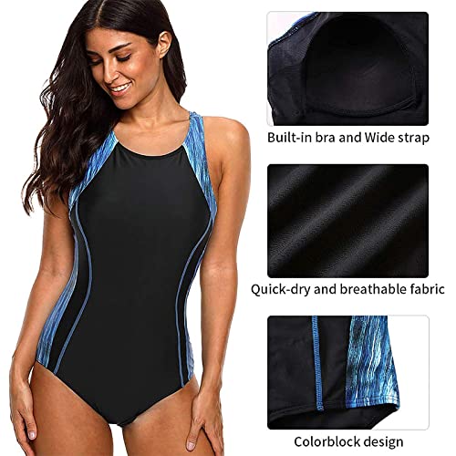Image of CharmLeaks One Piece Swimsuits Athletic Racerback Bathing Suits Racing Swimwear
