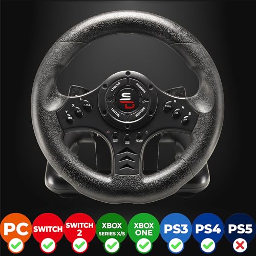 2. Bild von SUBSONIC Superdrive - Rennlenkrad SV450 Racing Wheel lenkräd mit Pedalen, Shift & Vibration - Xbox X/Series, Switch, PS4, Xbox One, PC (programmierbar für alle Spiele)