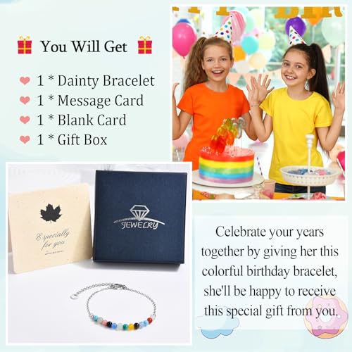 EPIRORA Birthday Gifts for Girls, 12th/ 13th/ 16th/ 18th/ 21st Birthday Jewellery Presents Ideas for Teen Girl Daughter Granddaughter Sister Niece Friends, Natural Colorful Stones Bracelets4