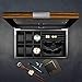 Lifomenz Co Men's 6 Slot Watch Box, 8 Pair Cufflinks & Sunglasses Display Case, Brown PU Leather & Glass Top