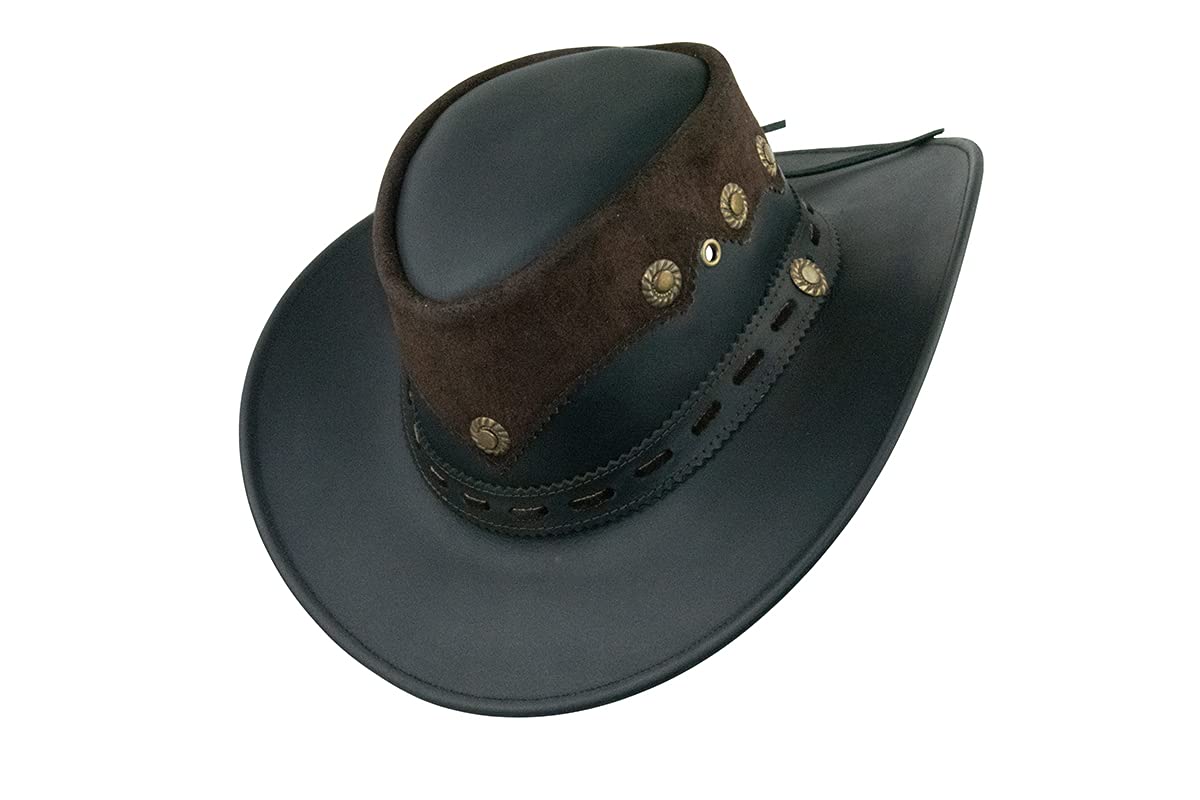 Black Jungle PENTLAND Cappello in Pelle, Cappello Occidentale, Australia, Cappello da Cowboy (Nero, XL)