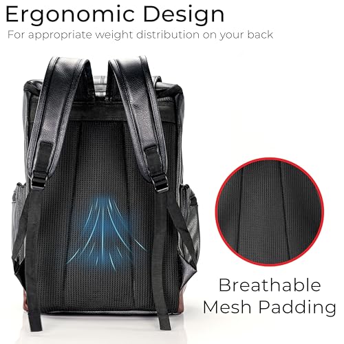 Image of LOGGIN 15.6 Inch Unisex Laptop Backpack for Men & Women | Premium Vegan Leather Water-Resistant Bag | Stylish Office, College & Travel Backpack with Anti Theft Design Multiple Pockets