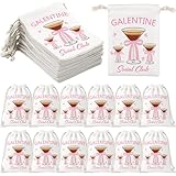 Sanwuta 12 Pcs Galentines Day Gifts Bags Valentines Day Gifts for Galentines Gang Party Favors Pink Bow Martini Party Supplies Social Club Drawstring Bag for Women Friend Bestie Celebration Decoration