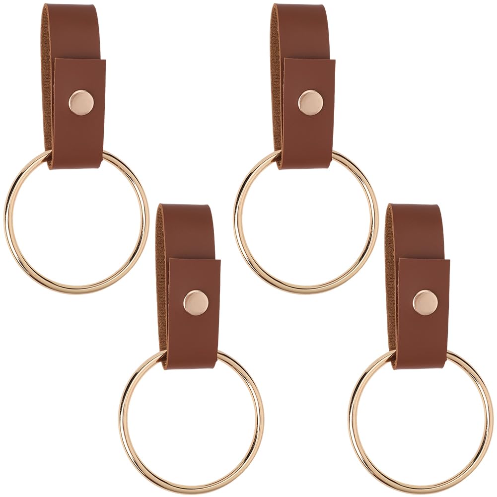 Anneau porte-serviette en cuir marron élégant pour salle de bain chic