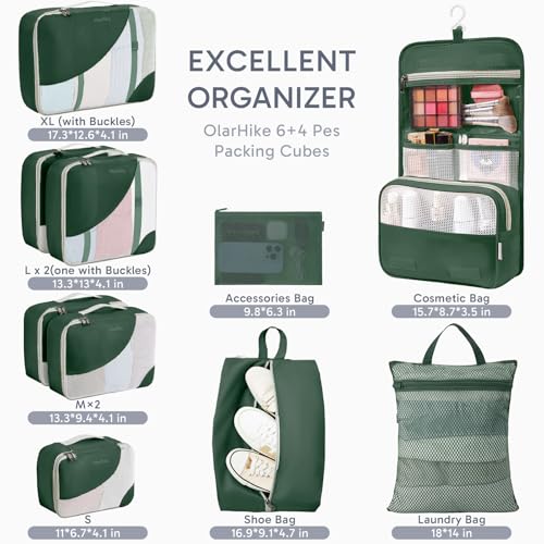 Image of OlarHike 10 Set Packing Cubes for Travel,Gifts for Women Mom,Anti-Tearing Suitcase Organizer,with Over 1000 pcs Mesh Holes,Vacation Essentials & Accessories for Cruise Ship
