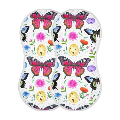 xigua Colorful Butterflies Baby Burp Cloths for Newborn Boys and Girls 1 Pack, Soft & Absorbent Cotton Baby Burp Cloth, Baby Washcloths, Newborn Towel, Burp Rags2