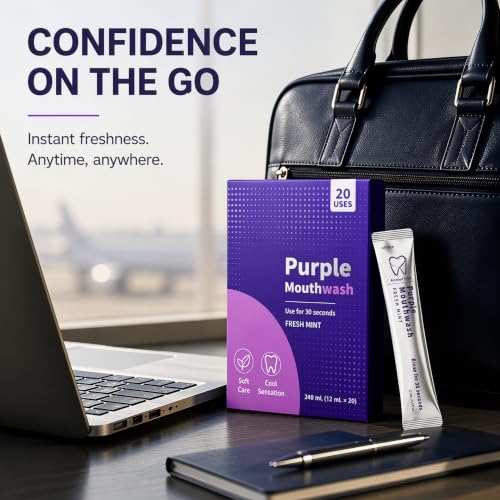 Image of Purple Mouthwash Sachets with Purple Pigment Formula, 20 Count