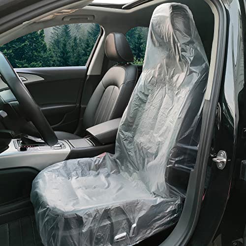 ICWEIMEI 100PCS Disposable Car Seat Covers Plastic Seat Covers for Cars Universal Disposable Clear Plastic Car Cover Car Disposable Transparent Seat Protective Covers